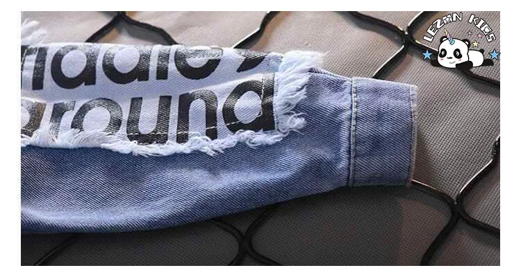 LEZONKIDS - HAPA Customized Winter Suit Breathable Handsome Kids Embroidery Two-Pieces Denim Set